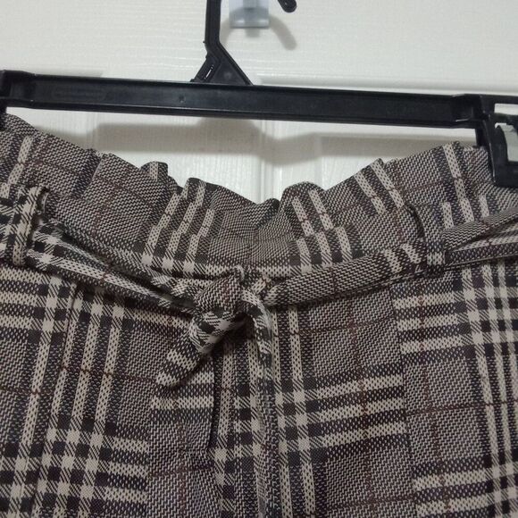 Plaid Shorts Size Large Paperbag Waist Front Pockets Transitional - Picture 3 of 8